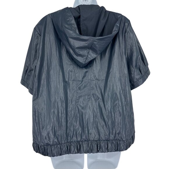 Zenergy By Chico’s Hooded Short Sleeve Jacket Blue Size 2 US L - Picture 4 of 7